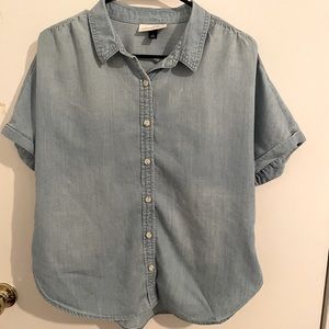 Casual Short Sleeve Button Down Denim Shirt